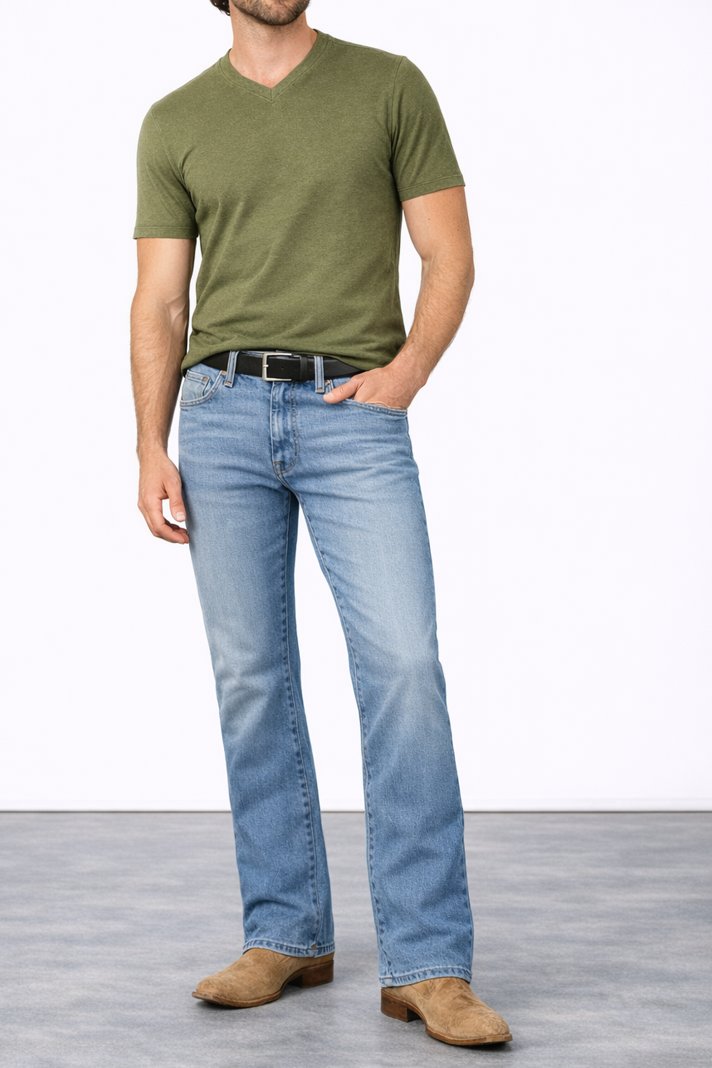 MENS V NECK T- ARMY