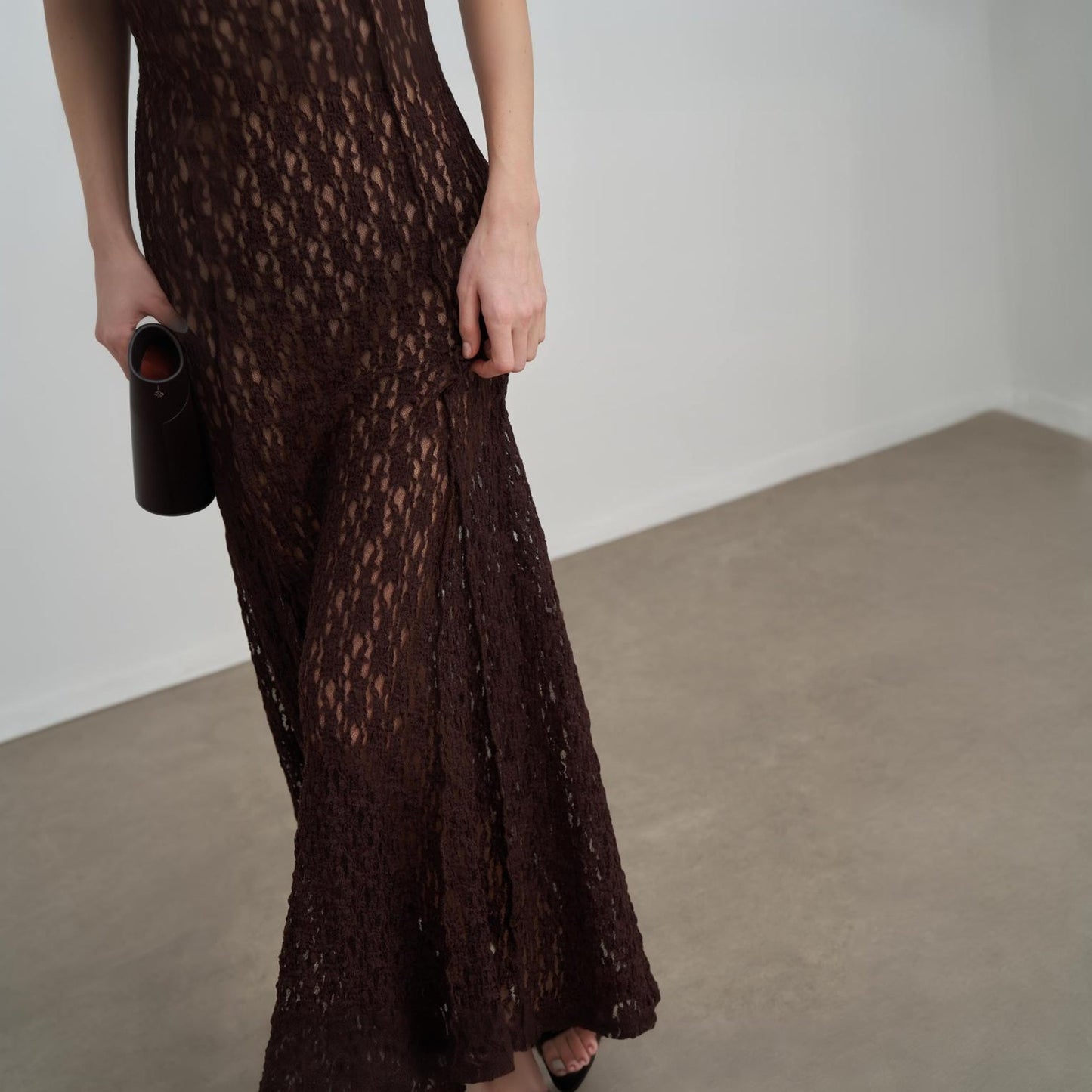 Alaya Lace Dress in Mocha Brown