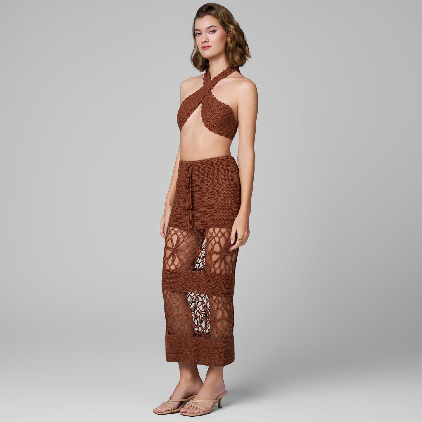 Amaya Crochet Two Piece Set in Sahara