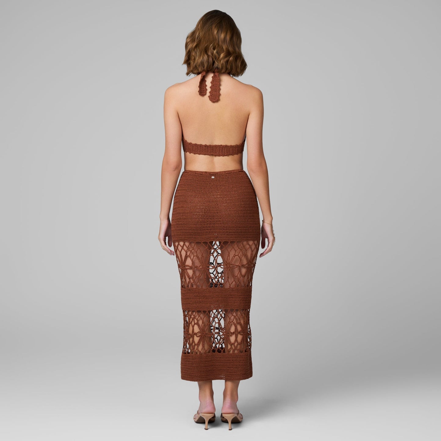 Amaya Crochet Two Piece Set in Sahara