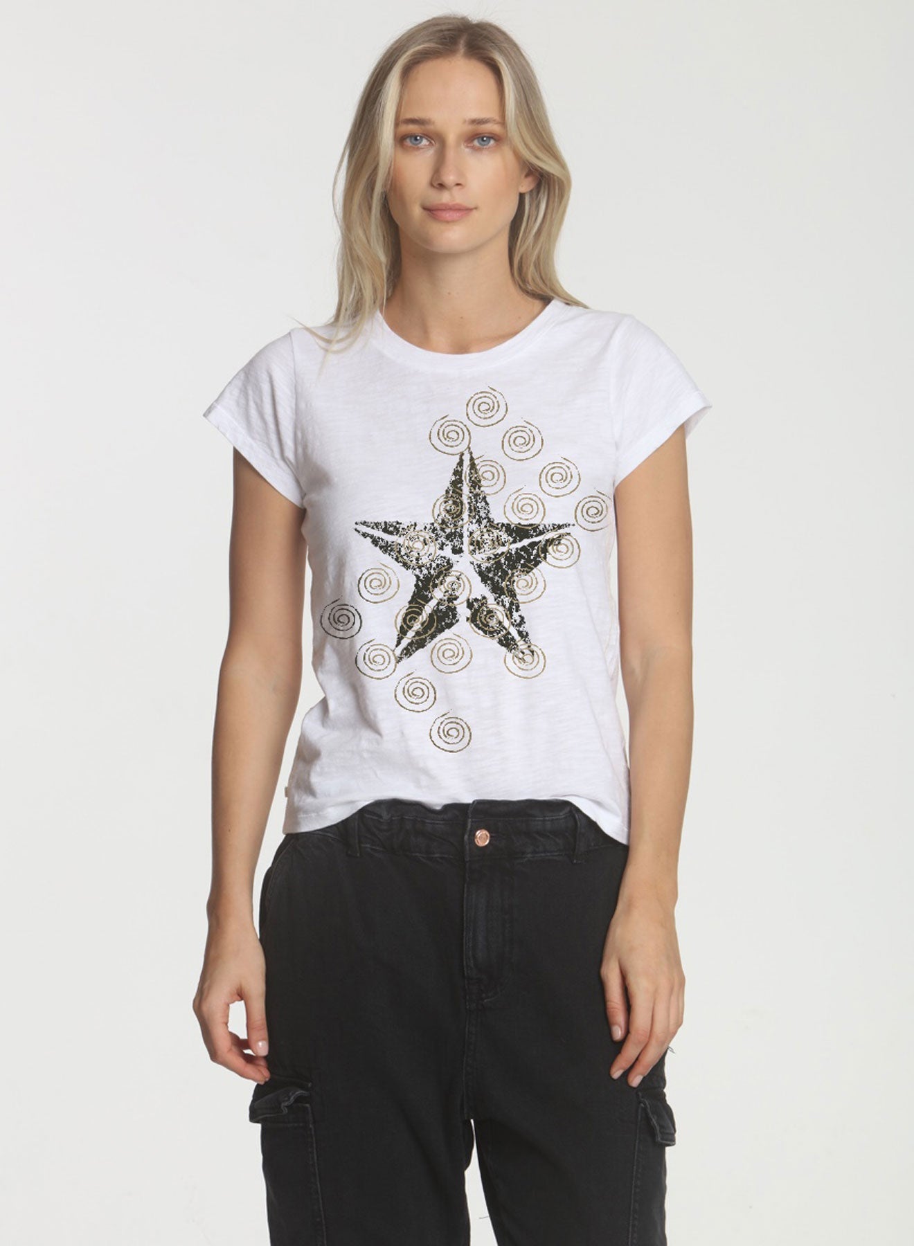 Graphic Ava Tee - White Star Swirls