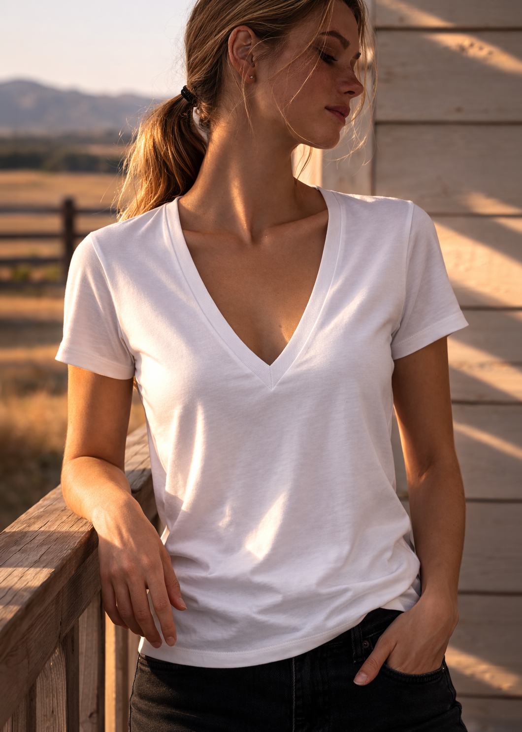 Supima Deep V-Neck Tee