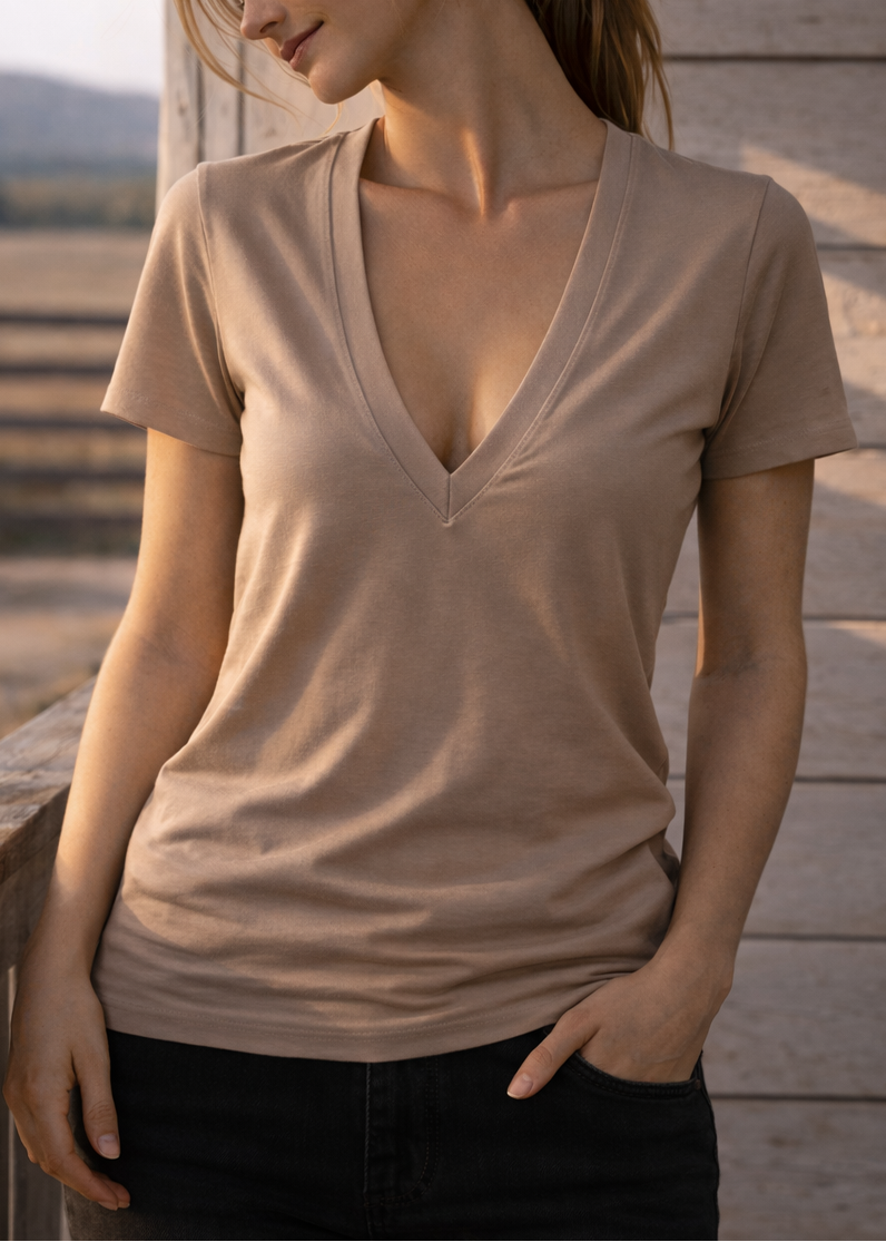 Supima Deep V-Neck Tee