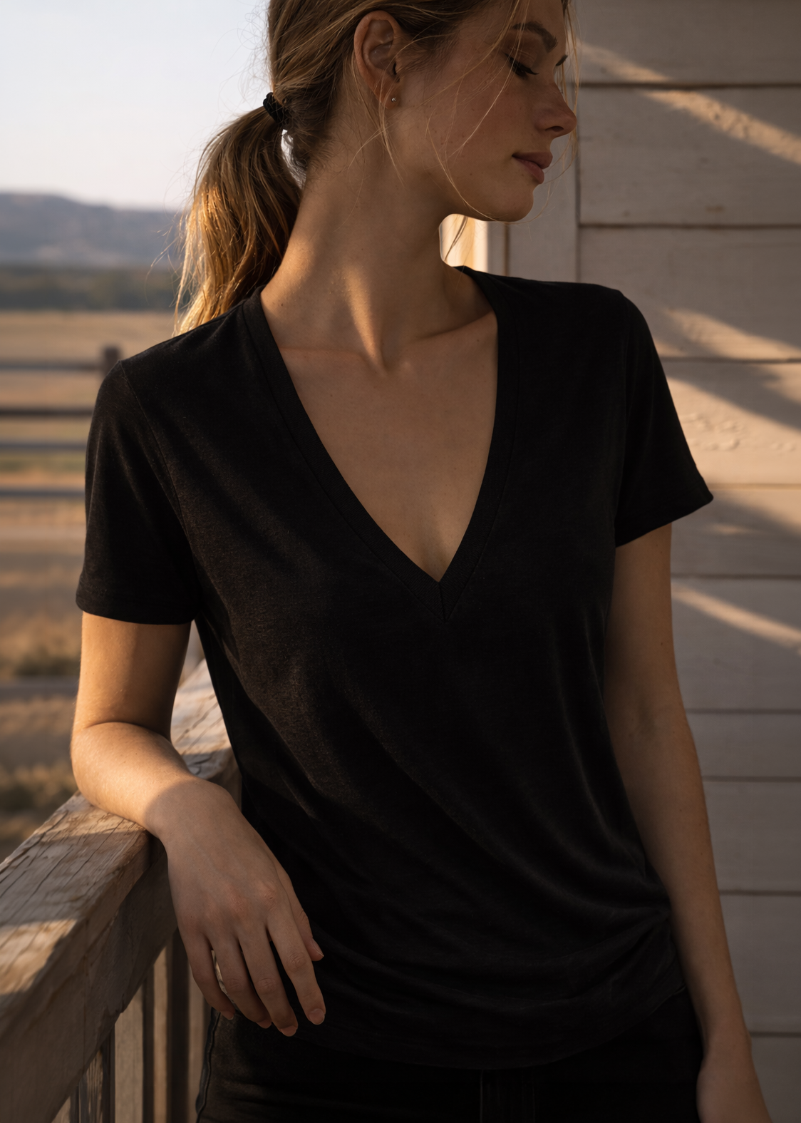 Supima Deep V-Neck Tee