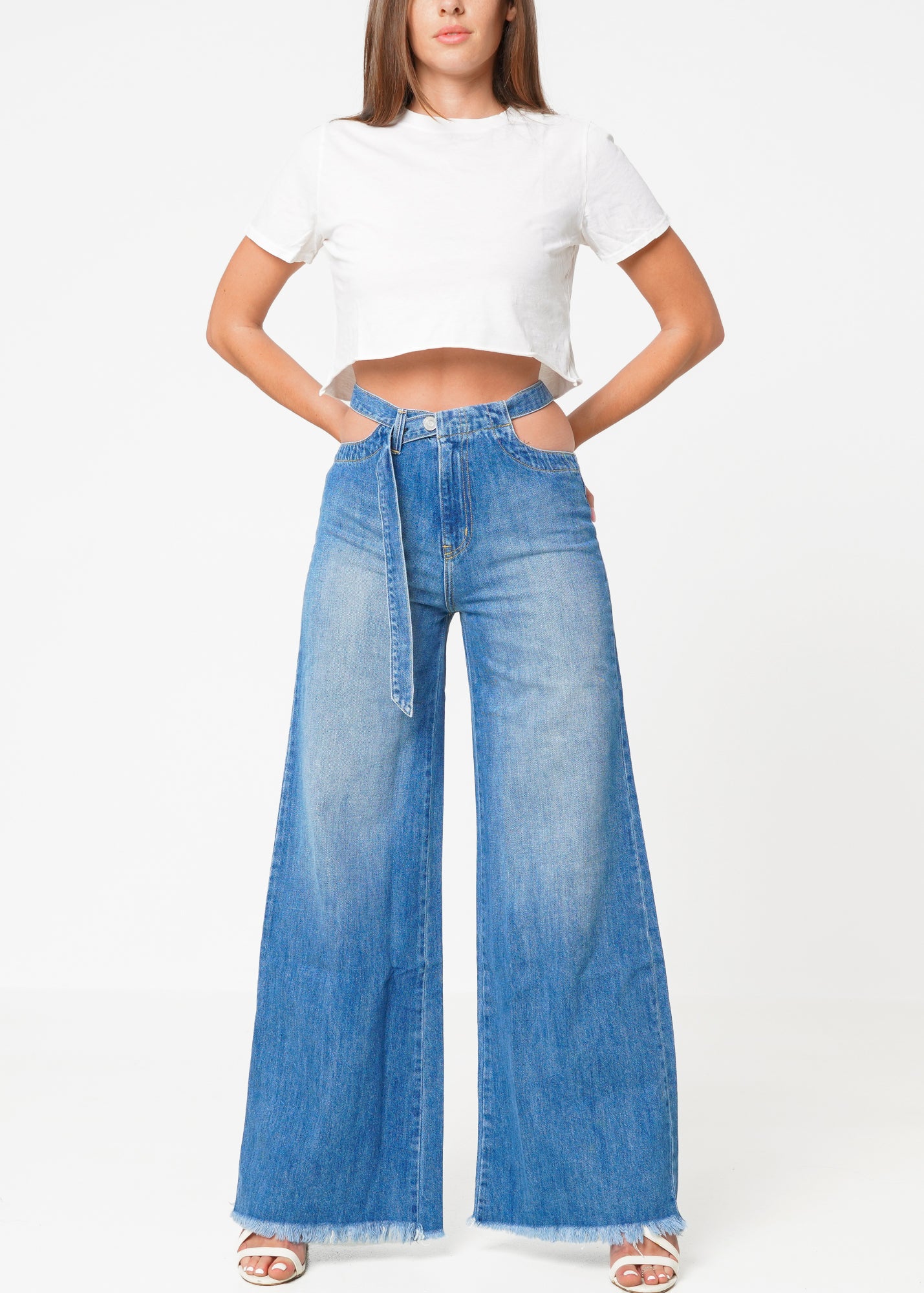 Salina High Rise Cut Out Wide Leg Jeans