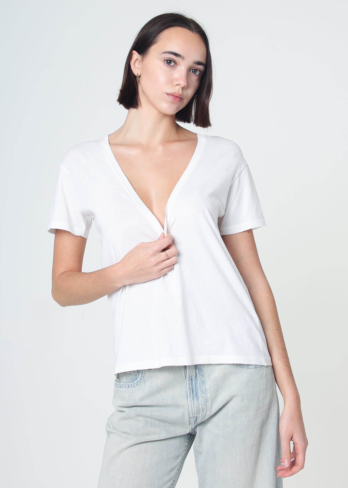 Supima Cotton Deep V Neck Tee