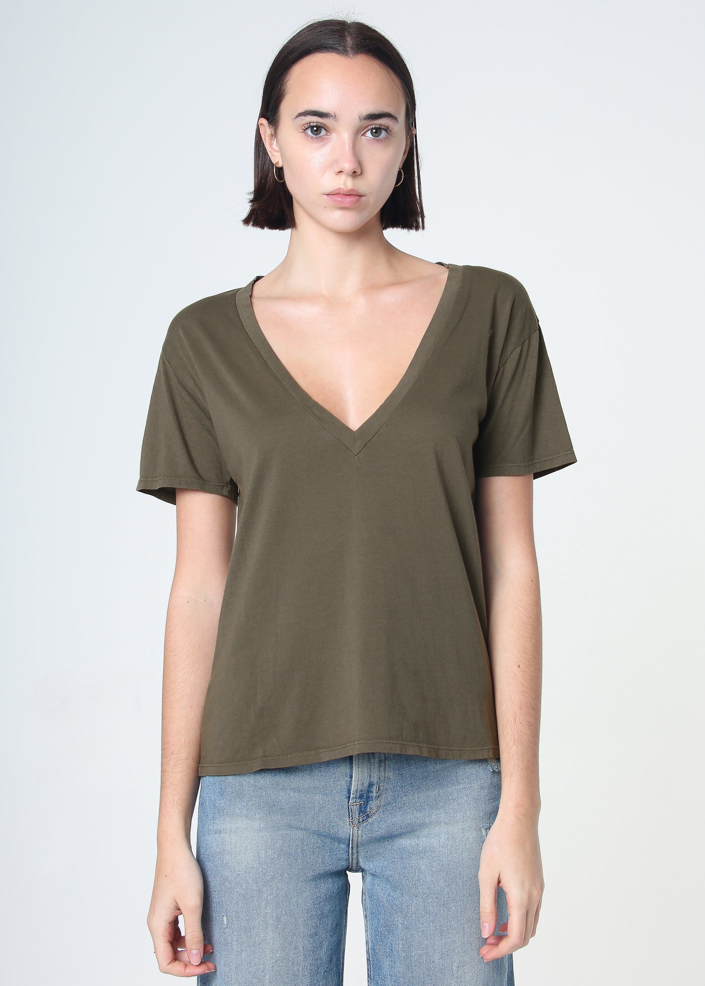 Supima Cotton Deep V Neck Tee