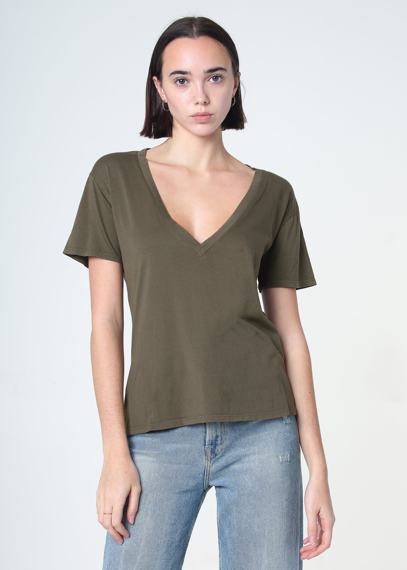 Supima Cotton Deep V Neck Tee