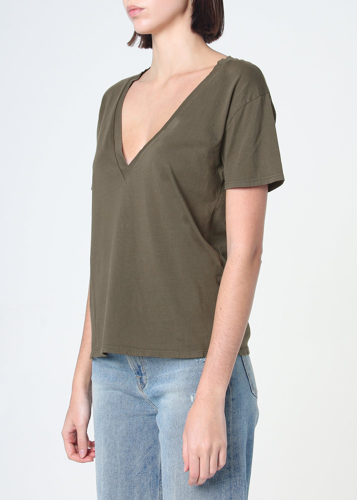 Supima Cotton Deep V Neck Tee