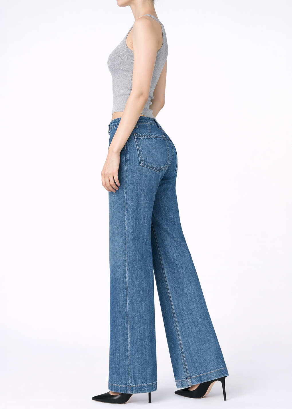Daphine Sailor Pocket Mid Rise Wide Flare