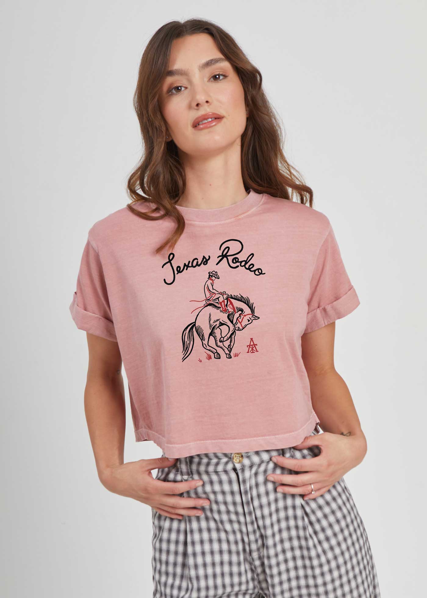 Texas Rodeo Dusty Pink Cropped Boyfriend Tee