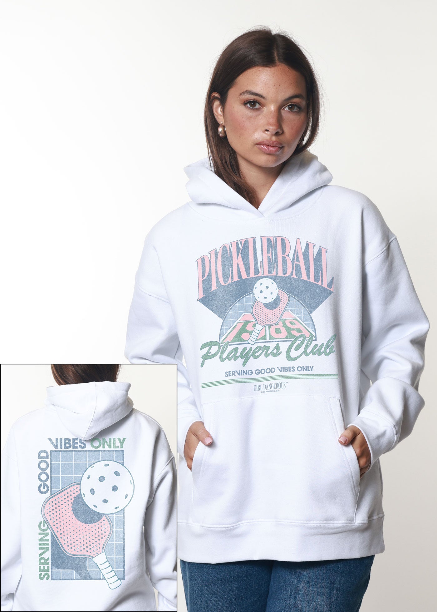 Pickleball Players Club White Oversized Hoodie