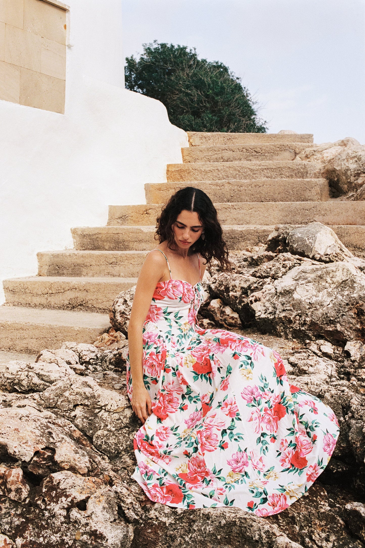 Raquel Lace Up Floral Maxi Dress