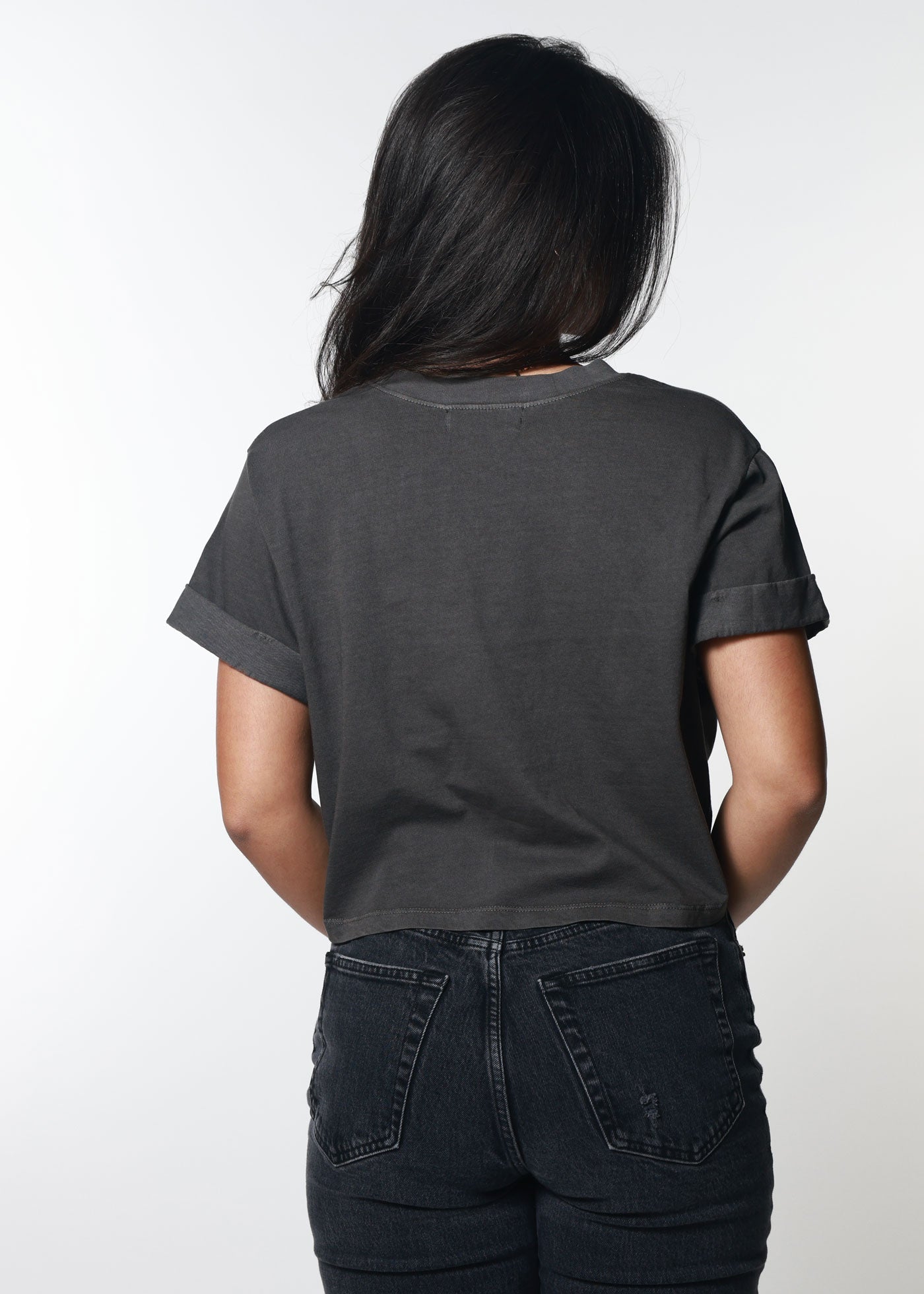 Tequila Sunrise Vintage Black Cropped Boyfriend Tee