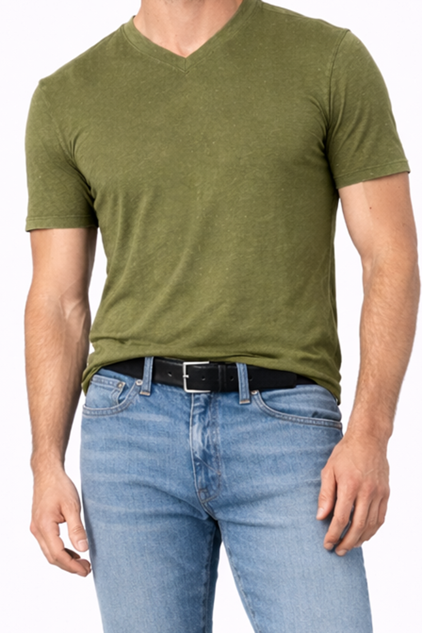 MENS V NECK T- ARMY