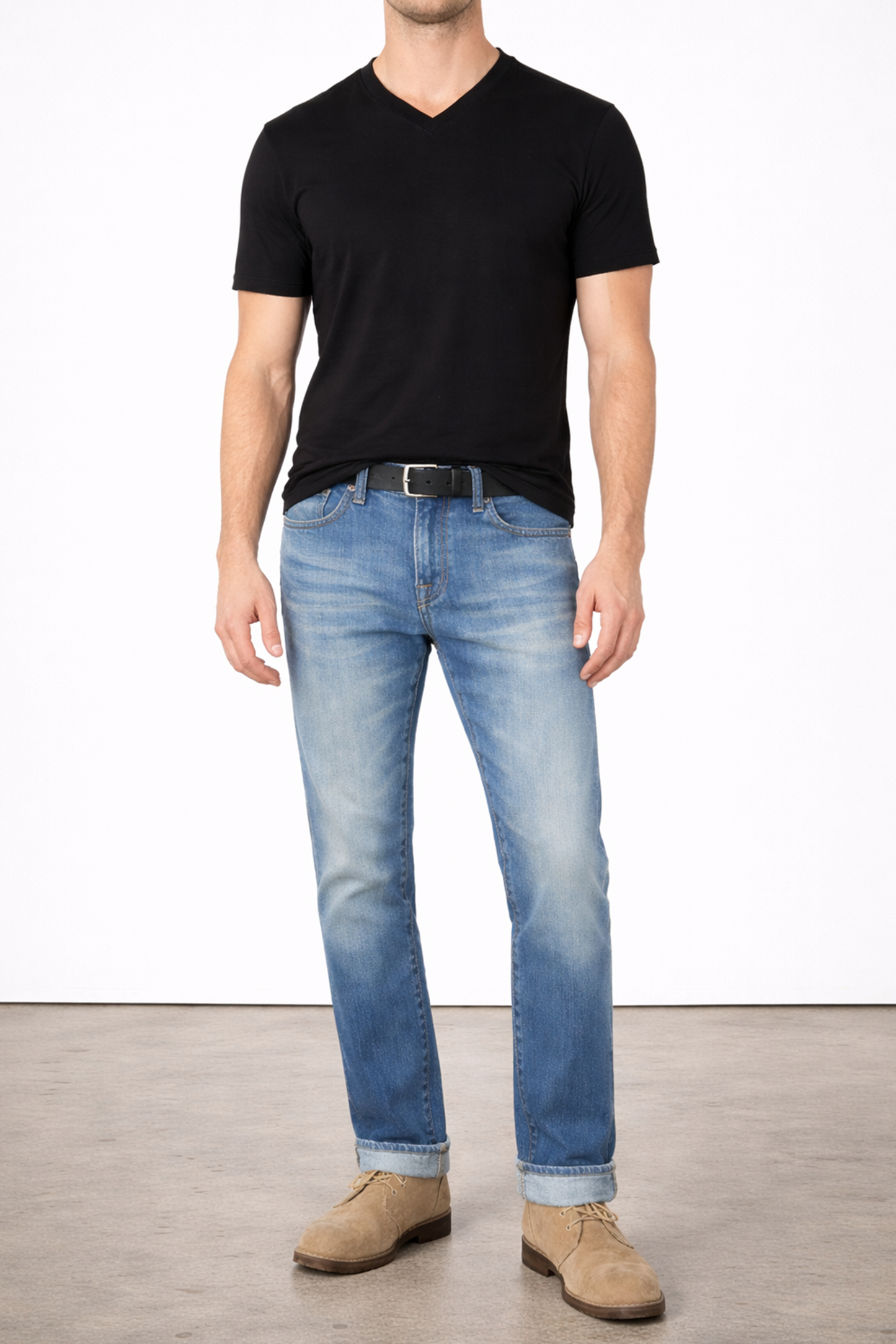 MENS V NECK T- BLACK