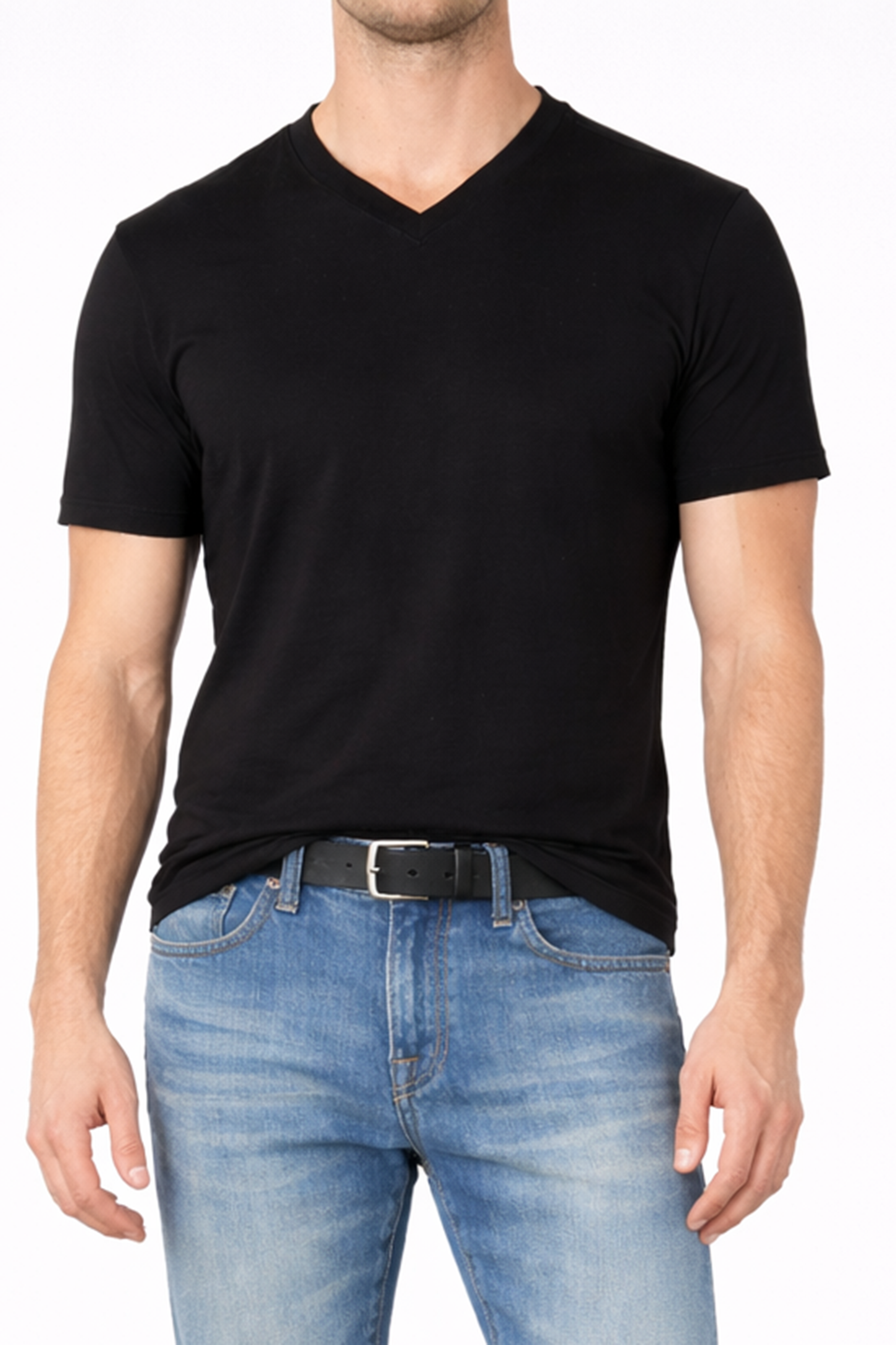 MENS V NECK T- BLACK