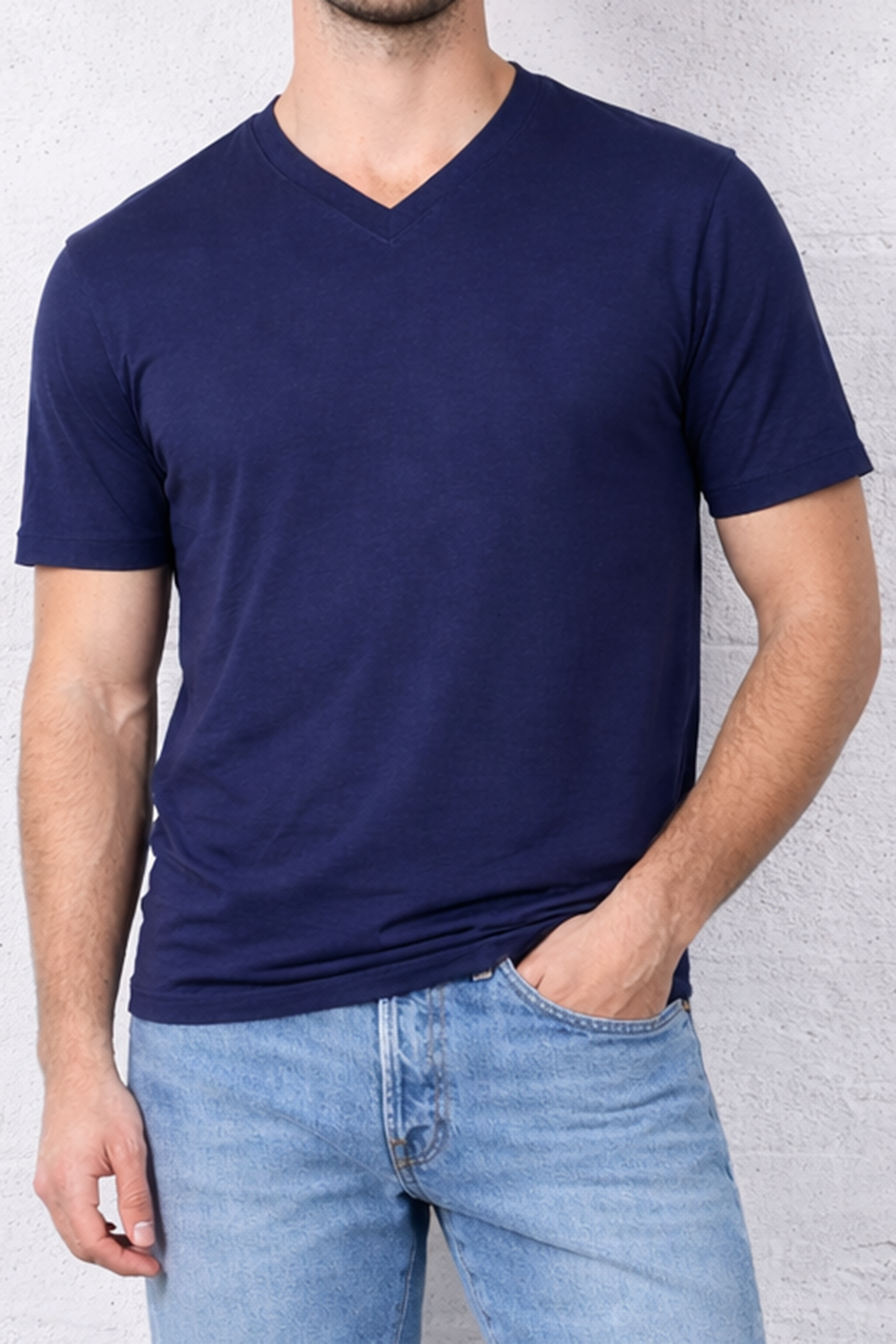 MENS V NECK T-NAVY