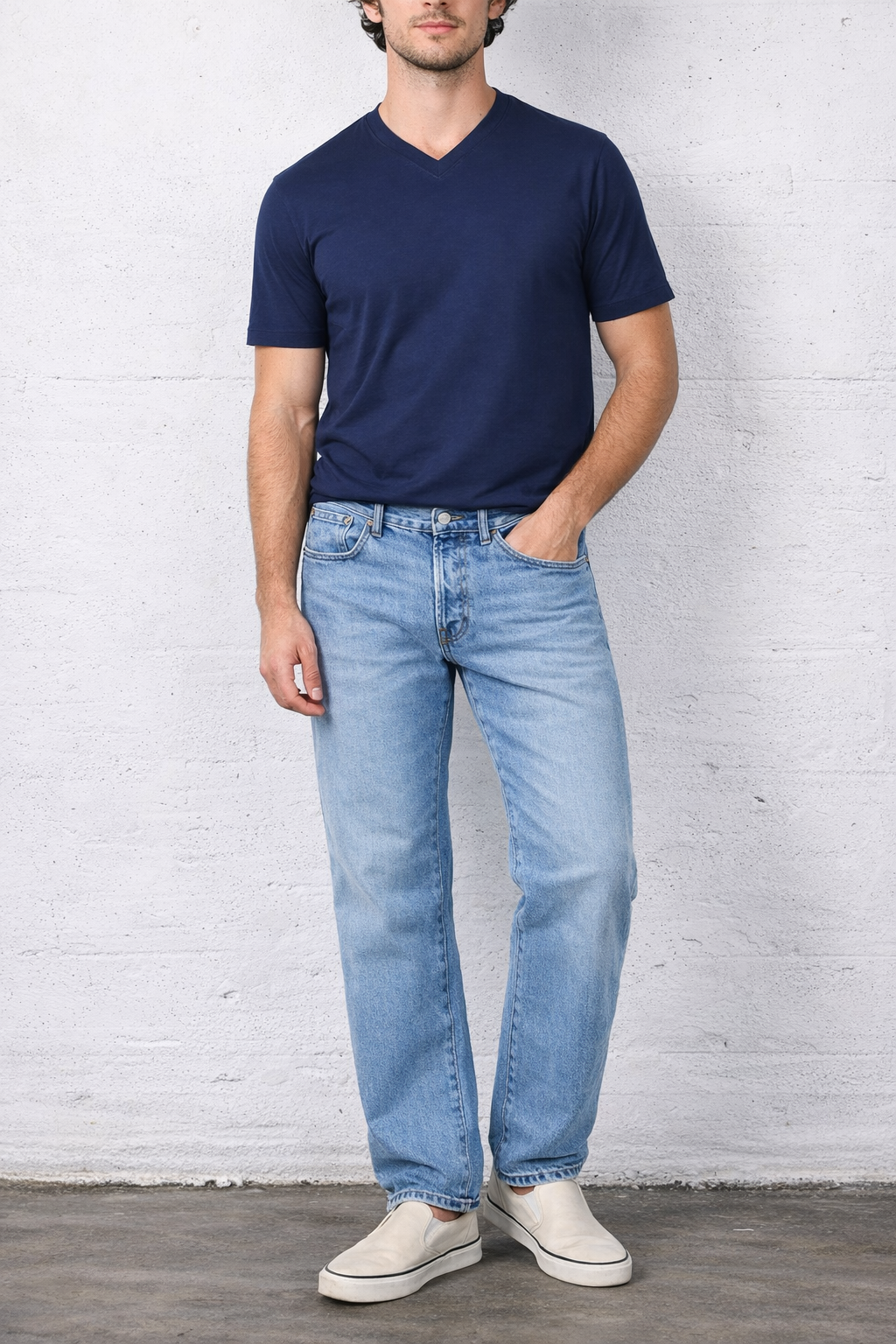 MENS V NECK T-NAVY