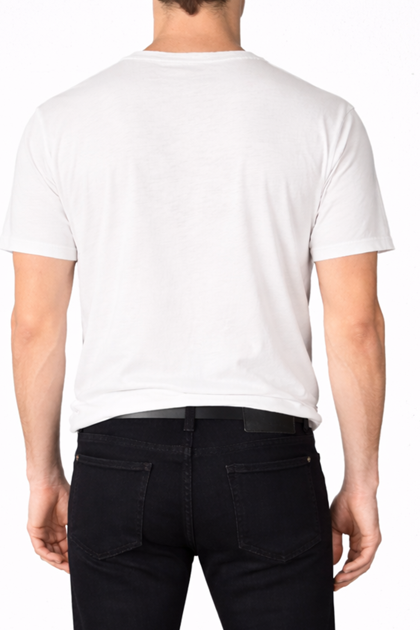MENS V NECK T-WHITE