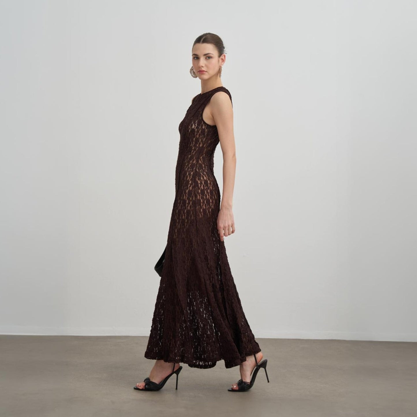Alaya Lace Dress in Mocha Brown
